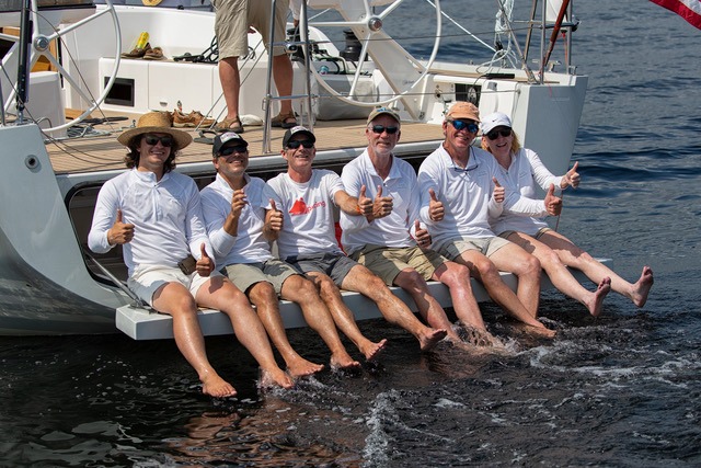 Sea Lake Yachts crew on the transom